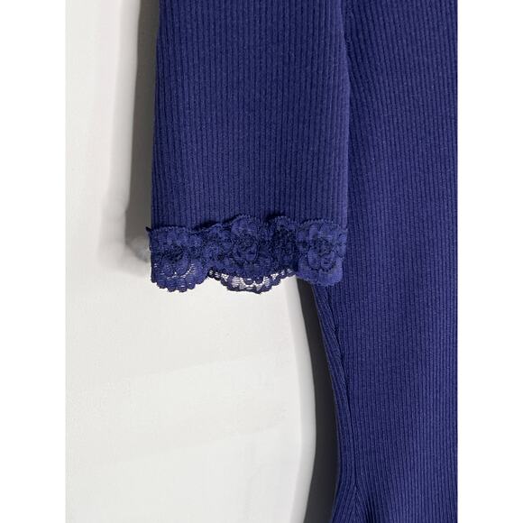 Shoshanna Faith Short Sleeve Mixed Media A-Line Midi Dress Blue Women's Size S - Picture 7 of 14